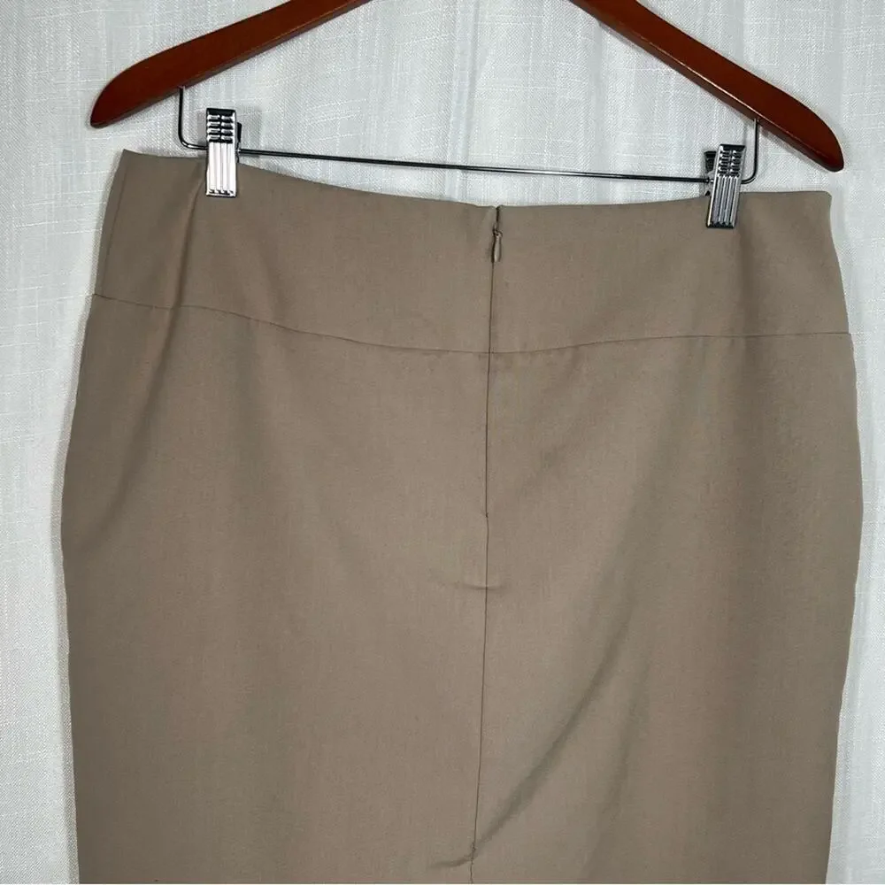 Ellen Tracy Classic Tan Pencil Skirt Size 12